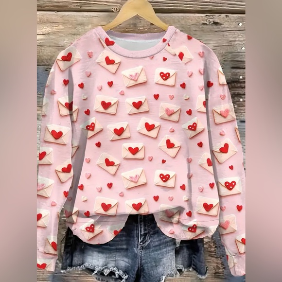Tops - Retro 3D Valentines Day Card Sweatshirt
